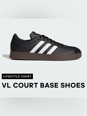Adidas VL Court Base Core Black White Men’s 12 Sneaker Shoe Casual Reg Fit T-Toe
